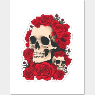 Rose Skulls Posters and Art